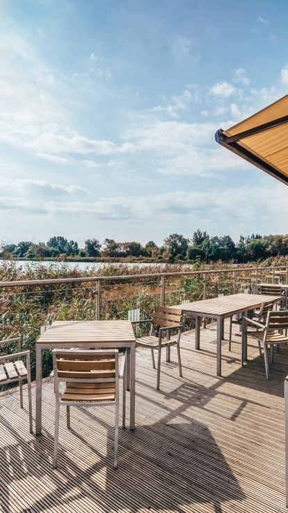 The terrace at De Vere Cotswold Water Park