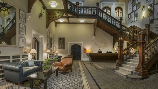 Reception and grand staircase at De Vere Tortworth Court