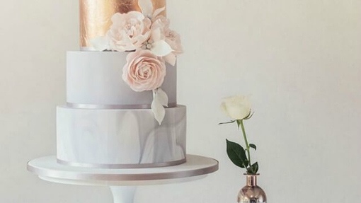 Marbelled metallic wedding cake